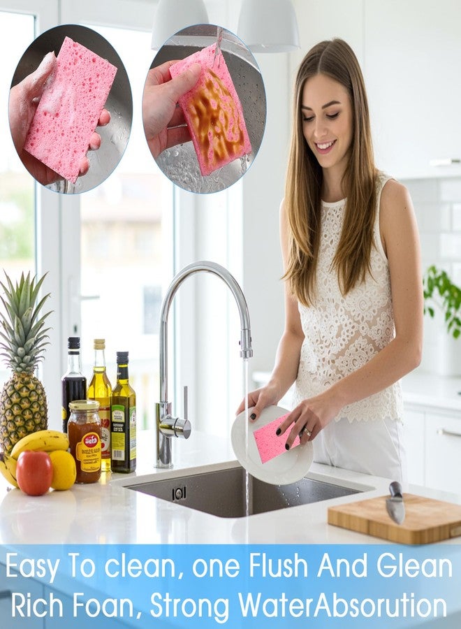 Dimeho 100pcs Kitchen Sponges Bulk Natural Sponges for Dishes Reusable Dish Sponge Scrub Compressed Wood Pulp Sponge Non-Scratch Cleaning Spongefor Kids DIY Kitchen Bathroom Household - Image 4